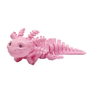 3d tlačená postavička axolotl robot – detailné spracovanie, ružová farba