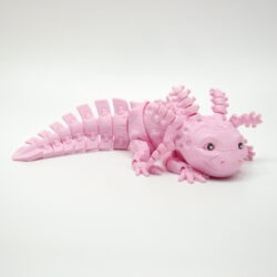 3D tlačená postavička Axolotl Robot – detailné spracovanie, ružová farba