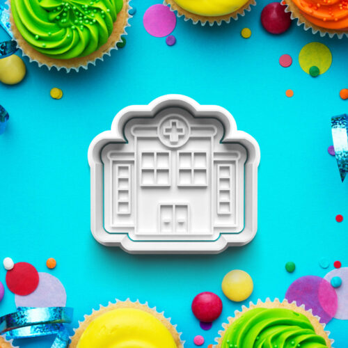 Nemocnica - Vykrajovátko s pečiatkou – Vykrajovačky – Zdravotníctvo a zdravie 3D vykrajovačka s pečiatkou