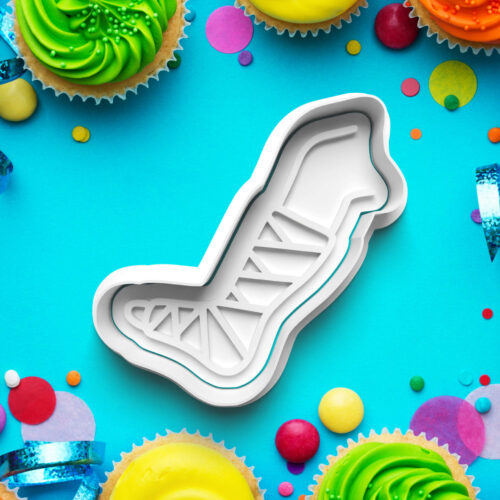 Zlomenina nohy - Vykrajovátko s pečiatkou – Vykrajovačky – Zdravotníctvo a zdravie 3D vykrajovačka s pečiatkou