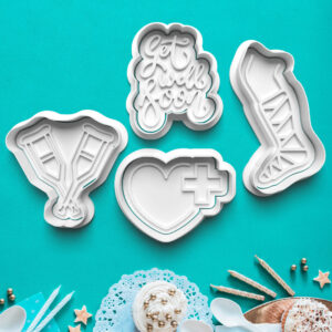 zlomenina nohy   sada 4ks vykrajovačiek s pečiatkou – sady vykrajovačiek – zdravotníctvo a zdravie 3d vykrajovačka s pečiatkou