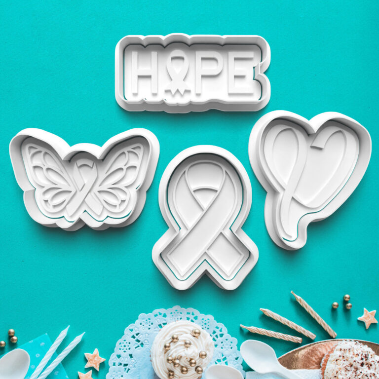 rakovina prsníka   sada 4ks vykrajovačiek s pečiatkou – sady vykrajovačiek – zdravotníctvo a zdravie 3d vykrajovačka s pečiatkou