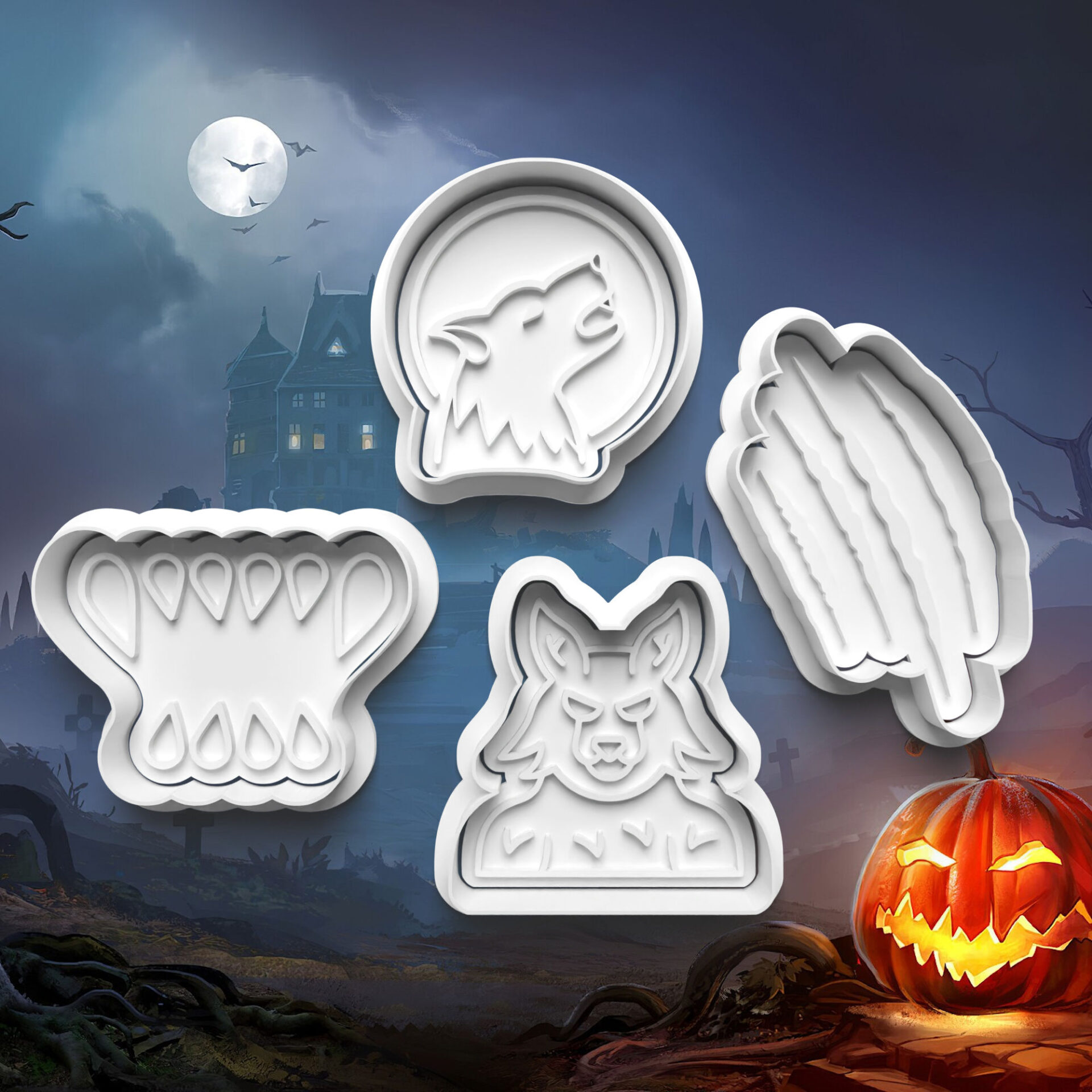 0697_SET halloween sada 4ks vykrajovačiek s pečiatkou – obrázok 1