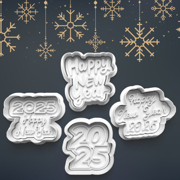 Nový rok 2025 - Sada 4ks vykrajovačiek s pečiatkou