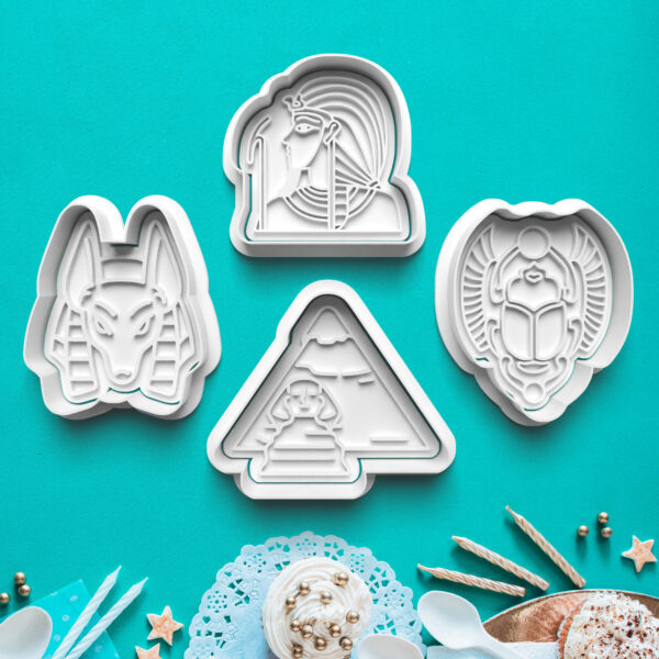 Egypt - Sada 4ks vykrajovačiek s pečiatkou