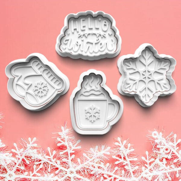 Zima - Sada 4ks vykrajovačiek s pečiatkou
