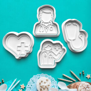 lekár sestrička   sada 4ks vykrajovačiek s pečiatkou – sady vykrajovačiek – zdravotníctvo a zdravie 3d vykrajovačka s pečiatkou