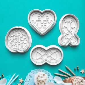 autistické spektrum   sada 4ks vykrajovačiek s pečiatkou – sady vykrajovačiek – zdravotníctvo a zdravie 3d vykrajovačka s pečiatkou